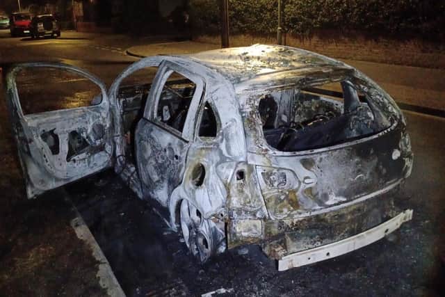 The vehicle was completely destroyed during the incident