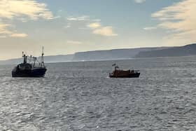 The stricken vessel was towed back to the harbour by Scarborough RNLI. (Photo: RNLI/Mick Cowper)
