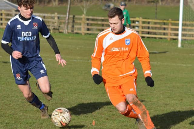 Heslerton's Jack Pinder hit a hat-trick in the 3-2 win