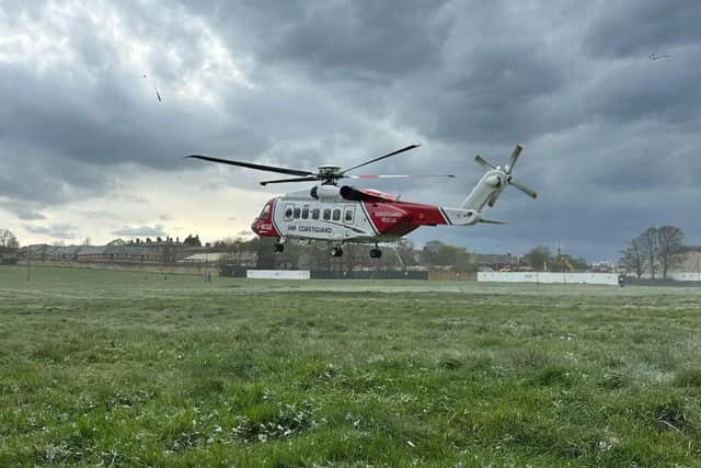 Coastguard helicopter (Rescue 912) winched a casualty to safety between Kettleness and Sandsend. picture: Tynemouth Volunteer Life Brigade