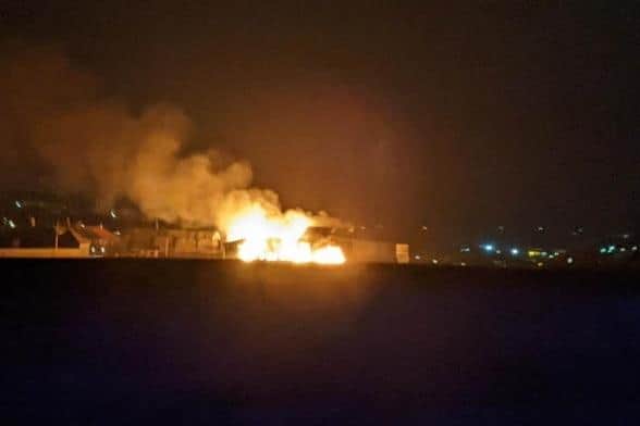 The fire at the barn in the Green Lane area of Whitby. Image: Robin Hood's Bay Fire Station