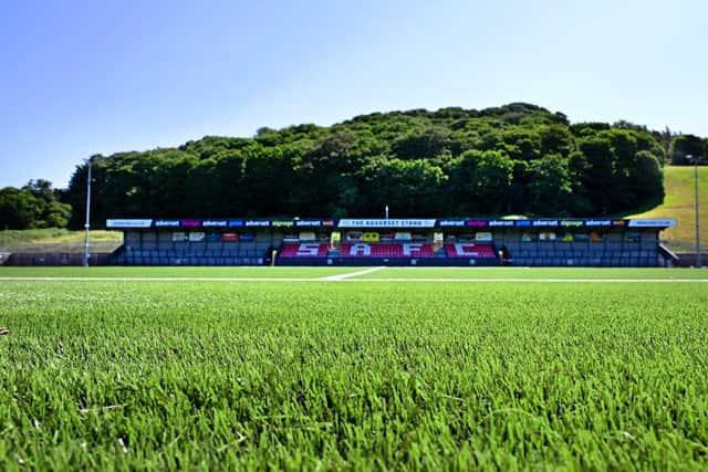 The Scarborough Athletic pitch upgrade is complete. photo: Richard Ponter