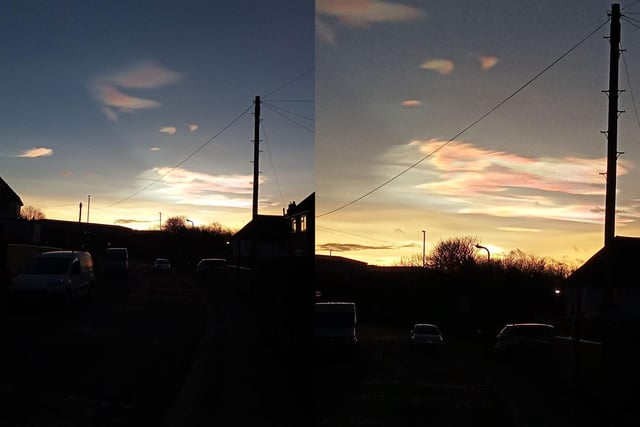 The 'rainbow clouds' illuminated the skies across north-east England.