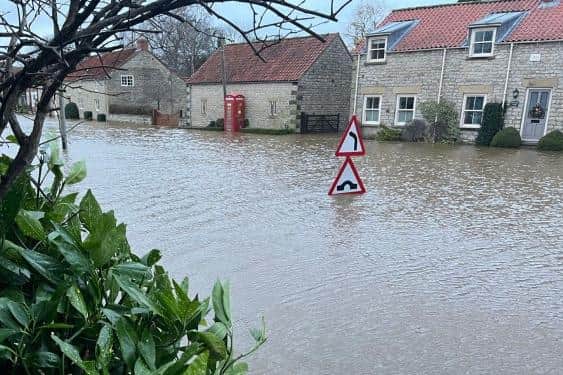 Flooding in Ryedale caused by Storm Darragh. Photo: NYC.