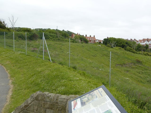 The site is now surrounded with a perimeter fence and offers views out to sea.