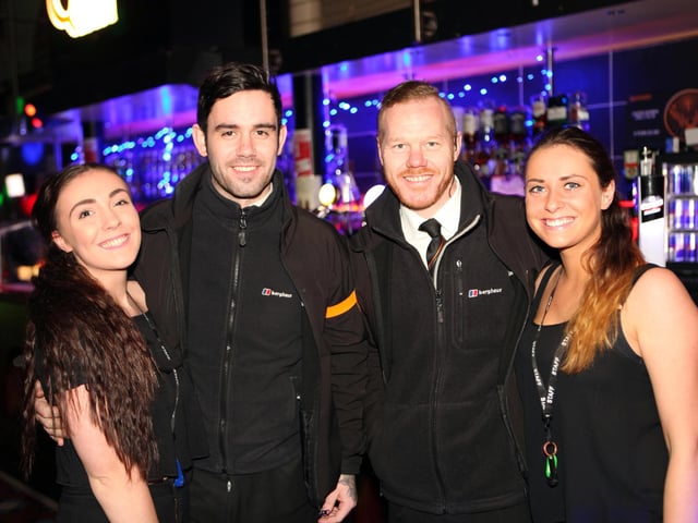 Bethan, Ste & Ant & Megan welcoming the punter's into Quids Inn.