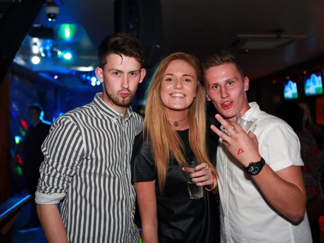 Elliott, Steph and Ryan in Blue Lounge