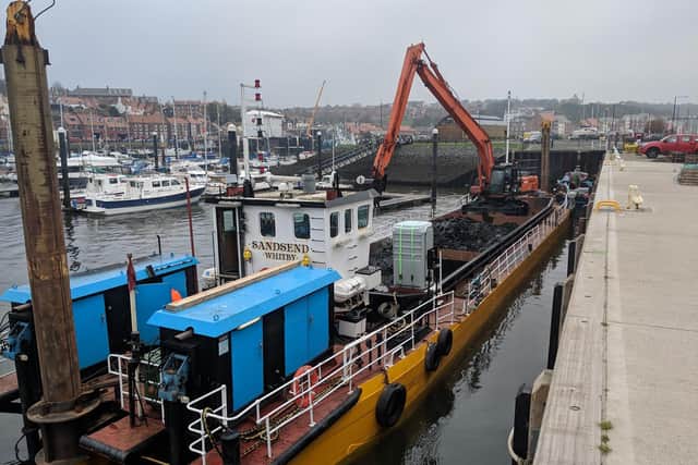 Sandsend dredger is used to dredge Scarborough and Whitby harbours.