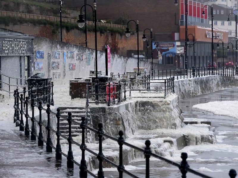 Here is Scarborough seafront coated in foam.