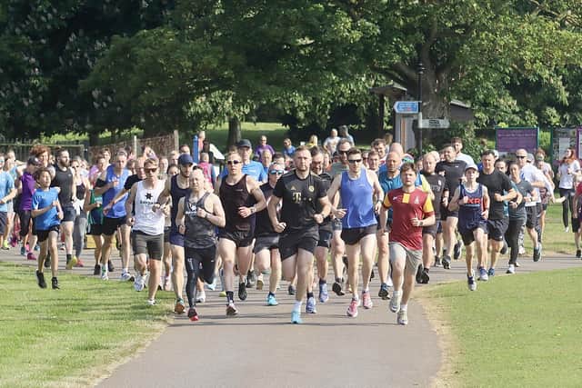 The athletes race away from the start line at the Sewerby Parkrun on Saturday morning.