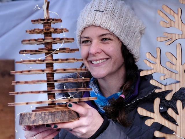 Malton's Christmas Market - Cathee Jackson from Woodcutter Creations sells Christmas carvings.
picture: Richard Ponter