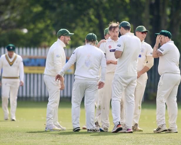 Bridlington CC 1sts celebrate claiming a wicket in their win at home to Goole. PHOTO BY TCF PHOTOGRAPHY