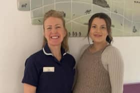 Midwife Clare Jemmett welcomes the Trust’s first recruit at Malton Hospital onto the Babi study, Esther McKie.