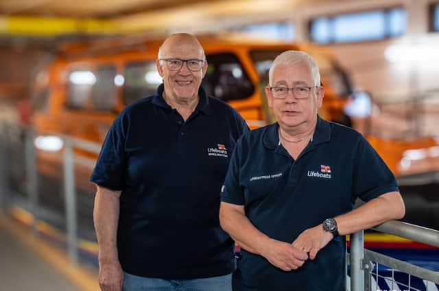 Left to right, Steve Clarke and Mike Milner, Bridlington RNLI volunteers. Photo courtesy Lawrence Porter/ Bridlington RNLI.