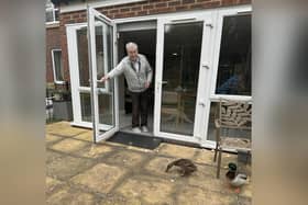 Whitby Court Care Home resident David welcomes the ducks!