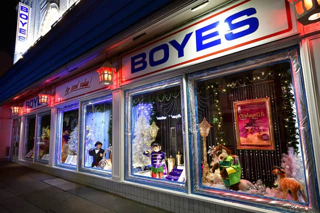 Boyes Christmas windows have a cinderella theme