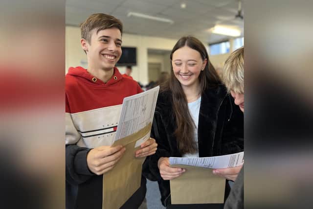 Pindar School students pick up their GCSE results.