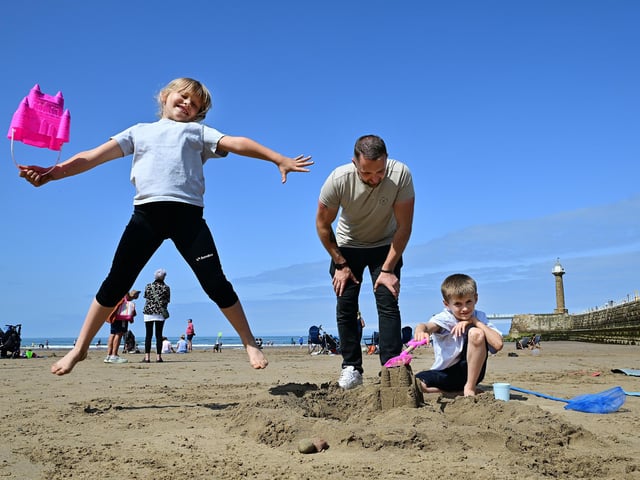 Having fun together on the beach.