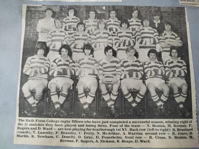 Students from the Sixth Form rugby team in 1973- do you recognise any of the names on the list?
