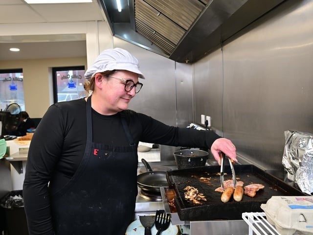 Sharon working in the kitchen. photo: Richard Ponter
