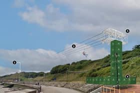 Amended zip line plans for Scarborough's North Bay.Courtesy: ZipnZap