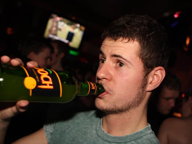 Jake loving a hooch in Blue Lounge.