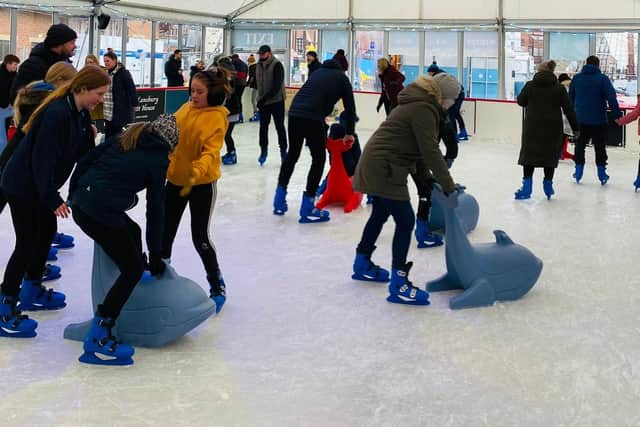 Skaters enjoying Whitby ice rink last Christmas.