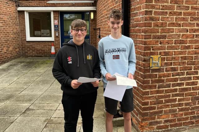 Two Scalby School students pick up their GCSE results.