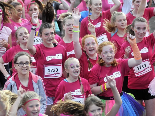 Enjoying the evening at Race for Life in 2018.