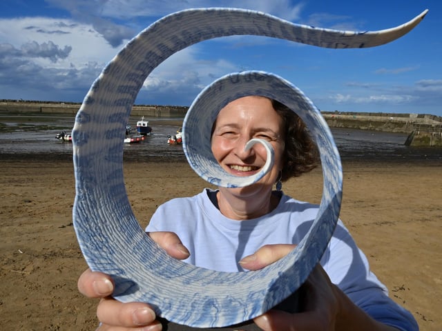 Kit Hemsley with her ceramic art. photo: Richard Ponter