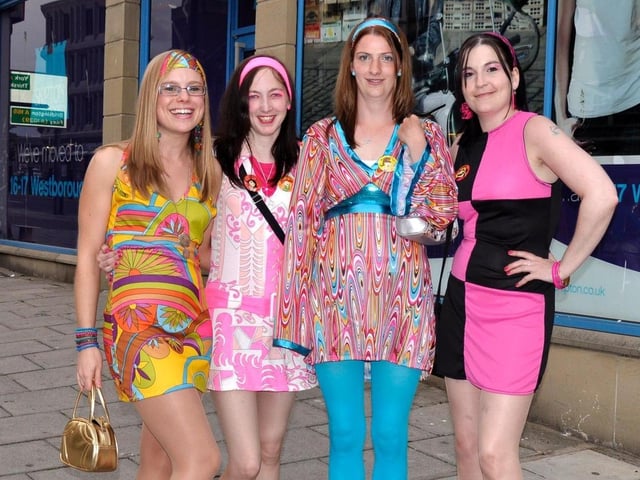 Amanda, Becks, Cheryl and Marie out in fancy dress.