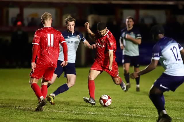 Bridlington Town slipped to a 1-0 home loss against Grimsby Borough on Tuesday. Photo by TCF Photography