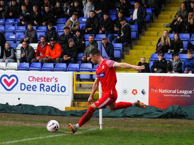 Boro's Ryan Watson takes a corner at Chester.