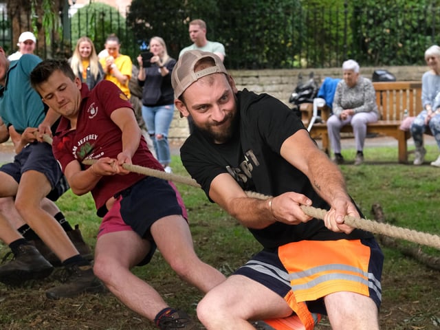 The tug of war competition gets underway