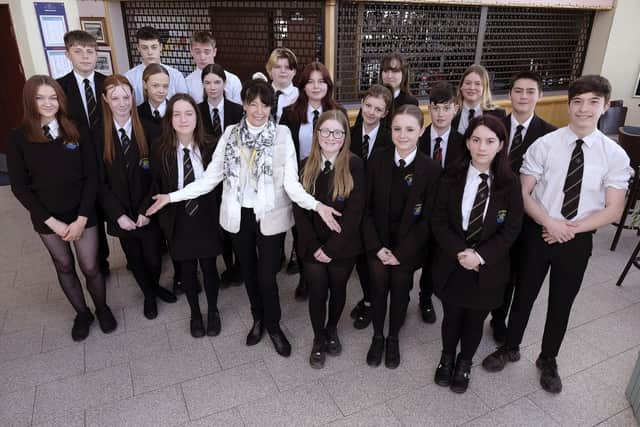Eskdale Festival takes place at Whitby Pavilion in March.
Caedmon College pupils are pictured with organiser Ros Barningham.
picture: Richard Ponter