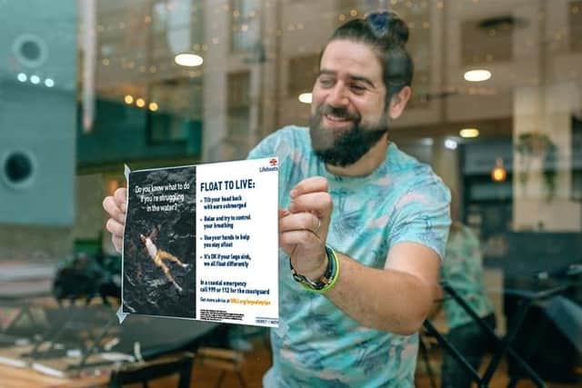 Bridlington RNLI is hoping Bridlington businesses will display its Water Safety Campaign poster in their windows. Photo submitted by RNLI
