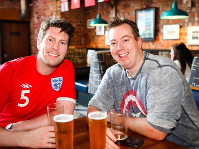 Andy & Jonny cheering on England in Scarborough Flyer