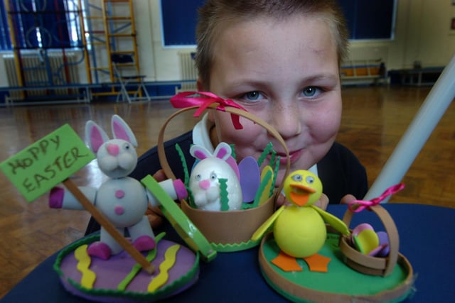Pictured at Southy Green School in 2009 where Dylan Roberts 10 with his decorated eggs