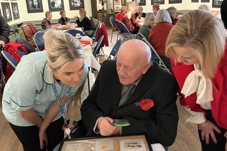 Gordon Smith with carer Kayleigh McGovern and MP Alison Hume.