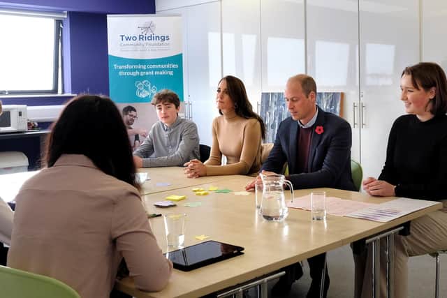 The Prince and Princess of Wales sit with the youth panel to discuss young people's mental health.