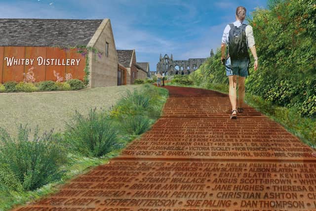Artist's impression of finished look of the walkway and Whitby Distillery.