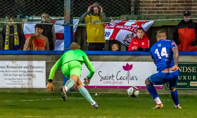 Super-sub Shaun Tuton nets on his debut to send Whitby Town to a crucial 2-1 home win against lowly Marske  PHOTOS BY BRIAN MURFIELD
