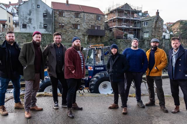 Members of the Saltburn Smugglers at Staithes and Runswick RNLI lifeboat station.