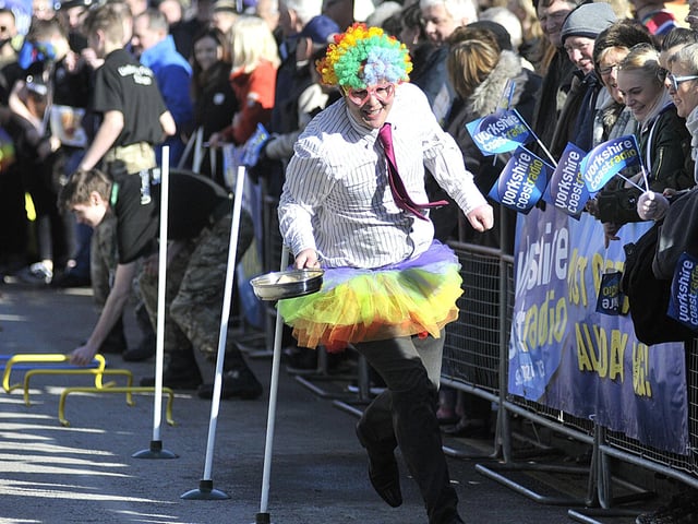 The pancake race commences