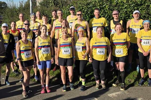 The Scarborough Athletic Club team line up at the East Yorkshire Cross Country League opener at Bishop Wilton.