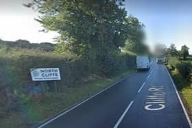 Google Maps image of North Cliffe road sign, near Pocklington.