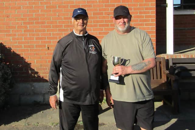 Kevin Gates, right, defeated Stuart Thompson in Sunday's Eastfield Open Singles final.