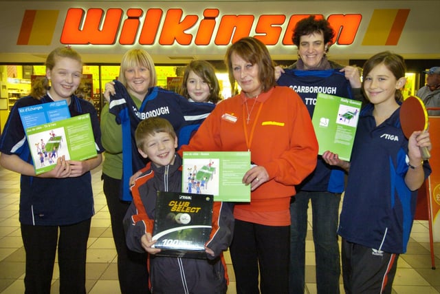 Wilkinson store presents £200 to Scarborough Table Tennis Club for new equipment.
