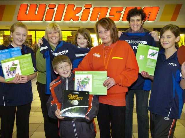 Wilkinson store presents £200 to Scarborough Table Tennis Club for new equipment.