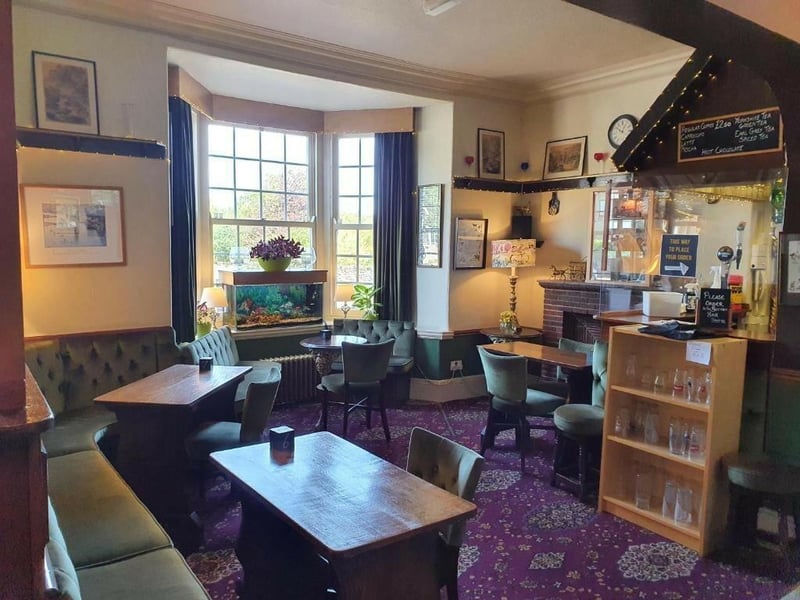 The bay windowed lounge has old fashioned charm.